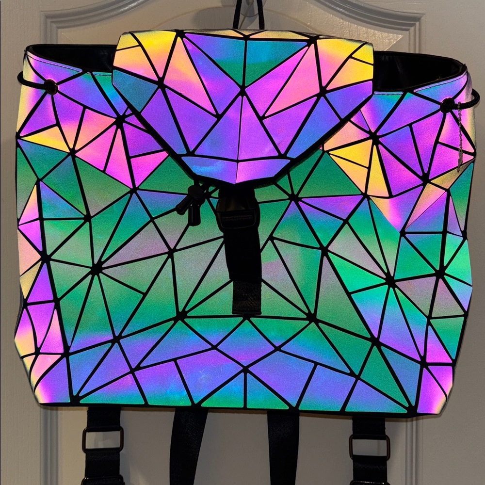 Backpack Geometric Luminous Fesign Adjustable Str… - image 3